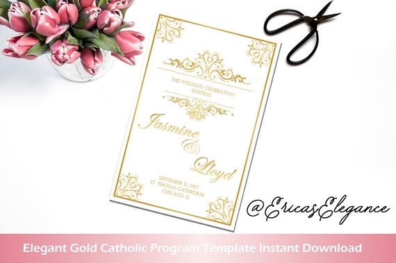 Digital File You Print Printable Wedding Program ALL COLORS Available