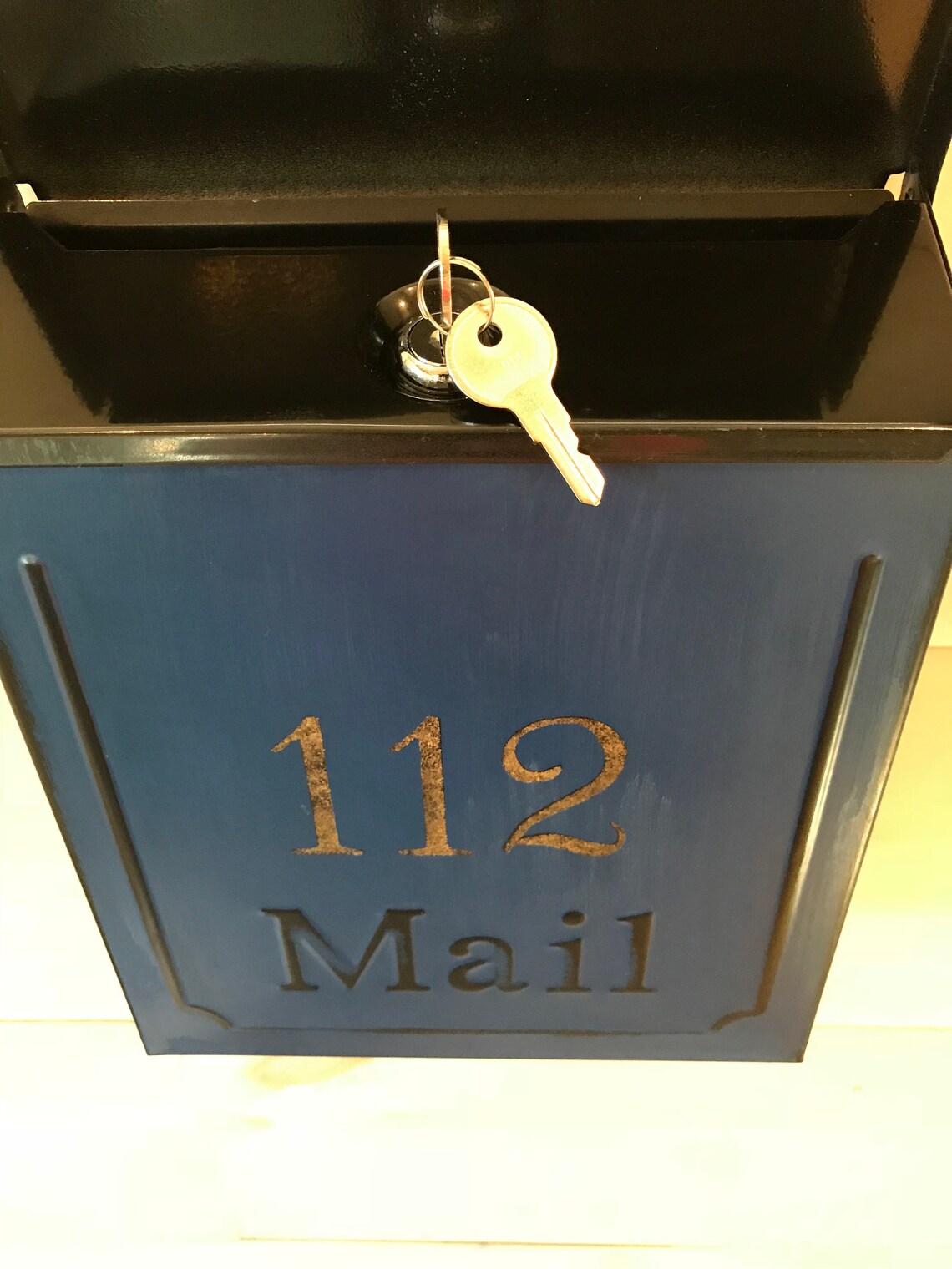 Wall mount mailbox Americana mailbox distressed NAVY BLUE Etsy