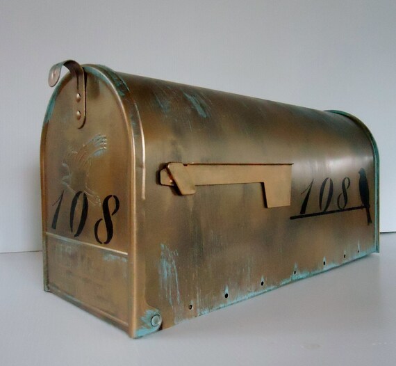 Items similar to Custom Aged Copper Verde Patina Mailbox **STANDARD SIZE** on Etsy