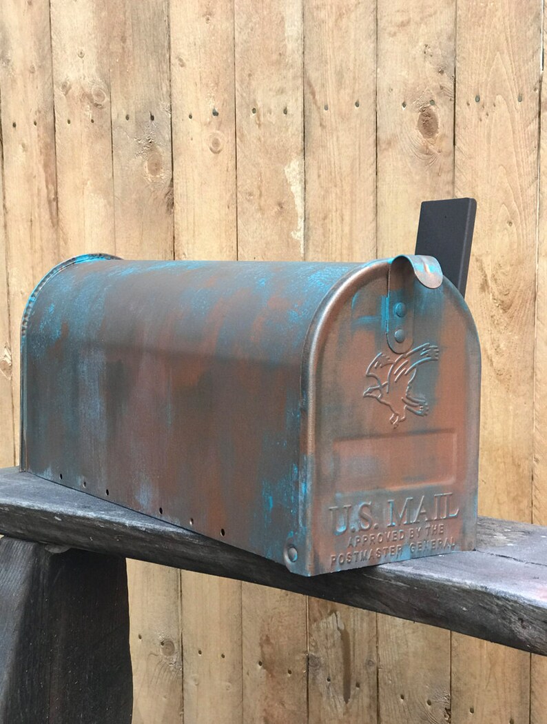 Copper Mailbox Aged Copper Patina Mailbox Faux Copper Etsy