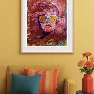 Pop Art Portrait Wall Art Print – Colorful Woman with Sunglasses – Abstract Modern Collage – Bold Contemporary Home Decor