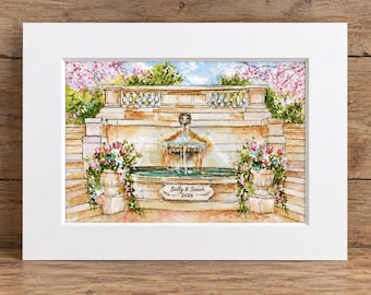 Custom Watercolor Painting| Personalized Engagement Wedding Gift | Hand Painted Venue or Landmark Art