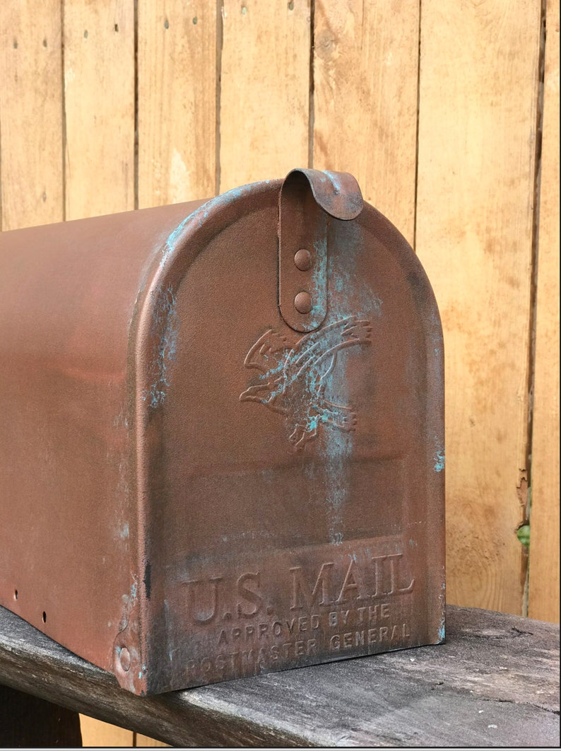 Copper Mailbox Aged Copper Patina Mailbox Faux Copper Etsy