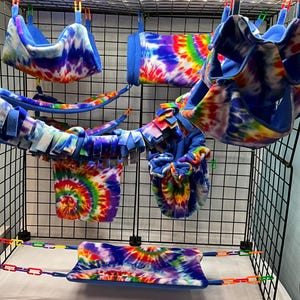 Ready To Ship/9 Piece Cage Set/Sugar Glider Accessories/Tie Dye