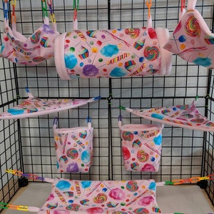 8 Piece Sugar Glider Cage Set/Rainbow Candy/ Sugar Glider Accessories