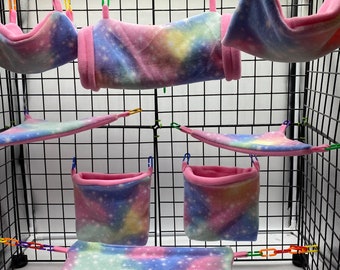 8 Piece Sugar Glider Cage Set/Cotton Candy Sky/Sugar Glider Accessories