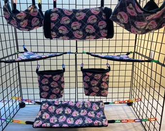 Ready To Ship/8 Piece Sugar Glider Cage Set/Hot Cocoa/Sugar Glider Accessories