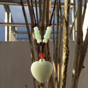 Natural Burma jadeite heart pendant necklace,light green jade pendant,natural jade,natural gemstone,choker necklace,cord necklace FJ0055