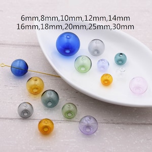 5pcs Hand Blown Hollow Glass Beads,Bubble Beads,Multi Colors,Glass Round Ball,Colorful Glass Beads,Transparent Glass,Two Holes,Glass Globe