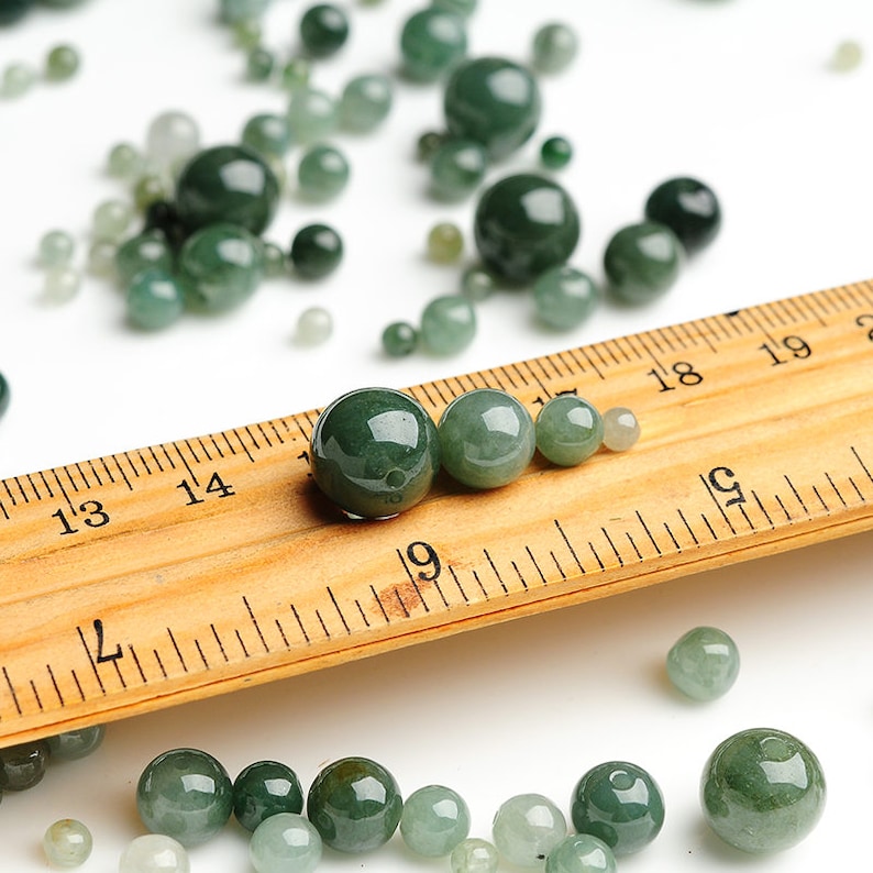 Grade A Natural Green Jade Round Beads, Genuine Jade,Real Jade, Burma jadeite,Burma Jade Beads,Gemstone Loose Beads,DIY jewelry supplies image 8