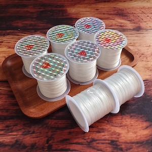 DDP | 30m White Flat Crystal Elastic Cord, Spandex Beading String for DIY Bracelets