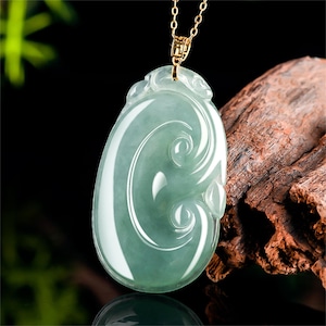 Natural Type A Oil Green Icy Waxy Watery Burmese Jadeite Chinese Ruyi Amulet Pendant,Green Jadeite Loose Pendant,DIY Jewelry Supplies