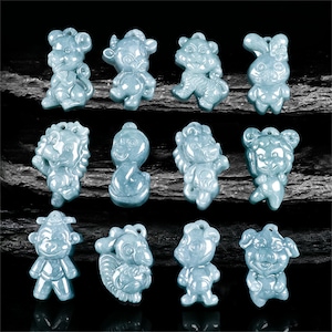 Natural Type A Blue Waxy Guatemalan Jadeite Chinese Zodiac Pendant,Rat,OX,Tiger,Rabbit, Dragon,Snake,Horse,Sheep,Monkey,Rooster,Dog,Pig