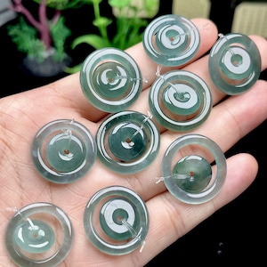 High Quality Natural Grade A Blue Watery Guatemala Jadeite Ring Pendant,Safety Buckle,Icy Blue Jade Necklace Pendant,DIY Jewelry Supplies