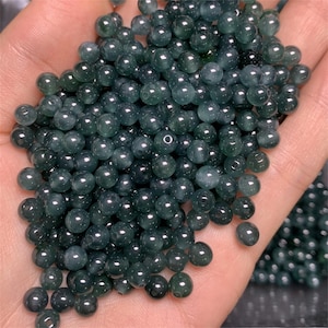 50pcs 5mm Natural Untreated Type A Icy Translucent Blue Watery Guatemalan Jadeite Round Beads,Blue Jade Loose Beads,DIY Jewelry Supplies