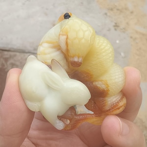 Unique Untreated Natural Chinese Xiuyan Jade Snake And Rabbit Pendants,New Mountain Jade,Chinese Zodiac,DIY Jewelry Supplies