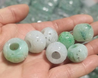 D.P. | 2 Stück 18 mm große natürliche Klasse A Jadeit filigrane runde hohle Perlen, Multi Farben Jadeit, jade lose Perlen, DIY Schmucksachen