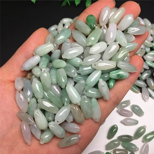 10pcs Natural Type A Untreated Burma Jadeite lily Pendant,Lily Jade Charm,Multi Colors Jade,Loose Beads,Floral,Flower,DIY Jewelry Supplies