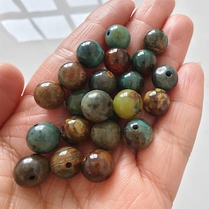 20pcs Natural Agate Green Tibatan Old Finish Agate Smooth Round Beads,Antique Agate,Ancient Agate,Semi Precious Stone,Loose Agate Beads