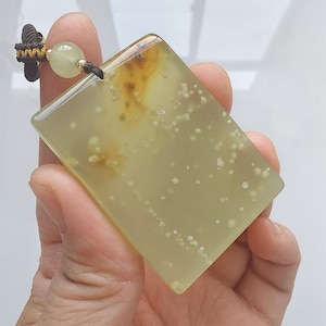Unique Natural Nephrite Chinese Xiuyan Nephrite Xiu Jade New Mountain Jade Rectangle Safety Pendant ,平安无事 Pendant,DIY Jewelry Supplies