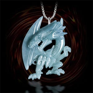 18k white gold dragon pendant jade - Etsy 日本