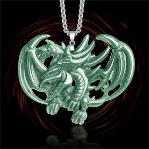 Natural Type A Untreated Bean Green Watery Burmese Jadeite Slifer The Sky Dragon Pendant,Anime Pendant,DIY Jewelry Supplies