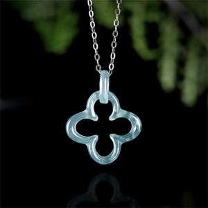 Natural Type A Untreated Icy Translucent Blue Guatemalan Jadeite Four-leaf Clover Pendants,Blue Jadeite Flower Pendants,DIY Jewelry Supplies