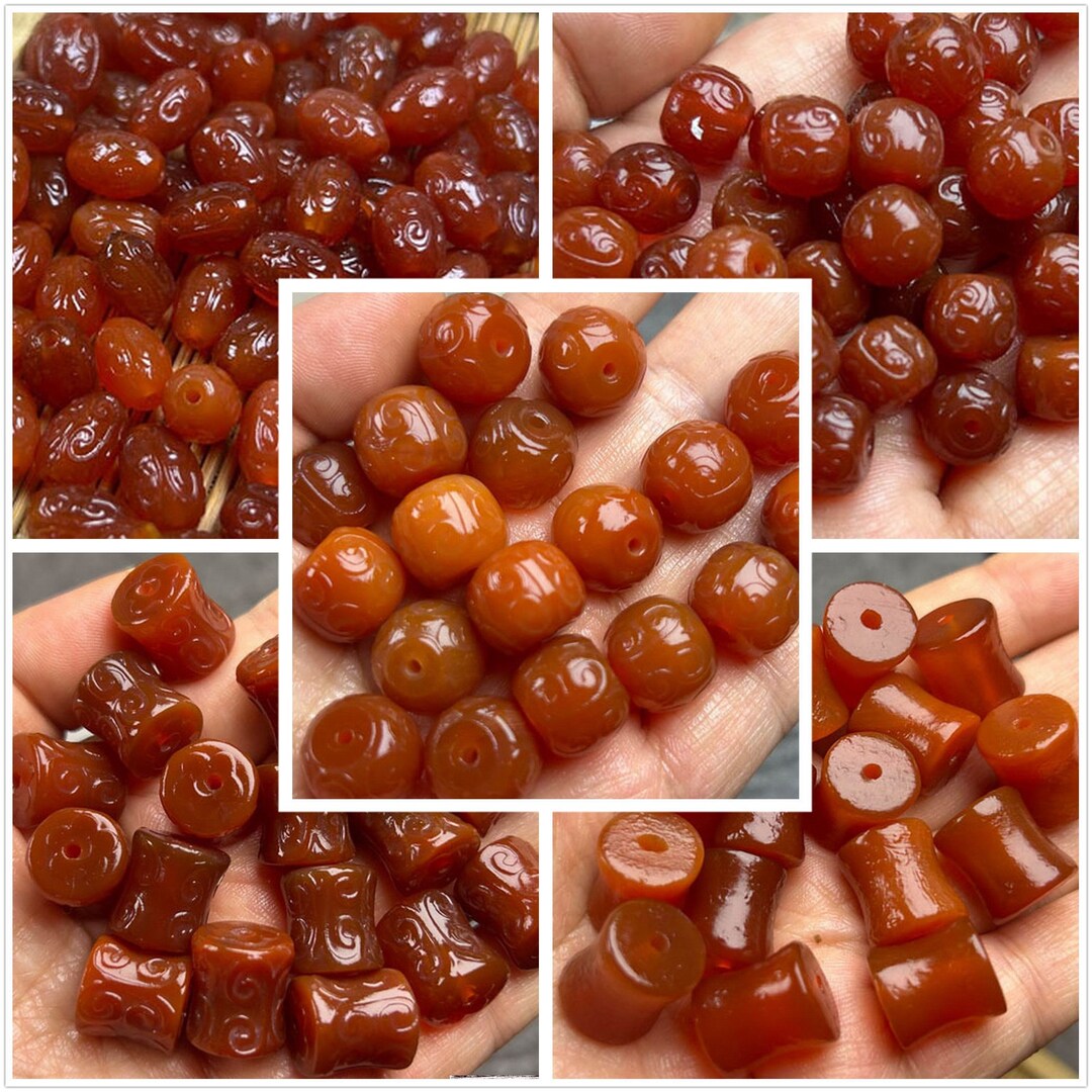 10pc Natural Tibetan Weathered Red Old Agate Barrel Drum Beads,ancient ...