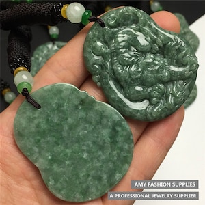 Natürlicher Typ A Burma Jadeit Chinesisches Sternzeichen Tiger Amulett Anhänger, Grüne Jade Lose Anhänger, Echte Jade, Gebets Schmuck