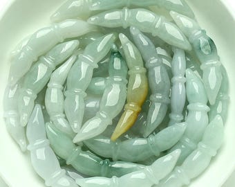 2pcs Grade A long lotus root jade charms,jade pendant,green jade beads,jadeite pendant,jadeite beads,DIY beads,jewelry supplies J0325