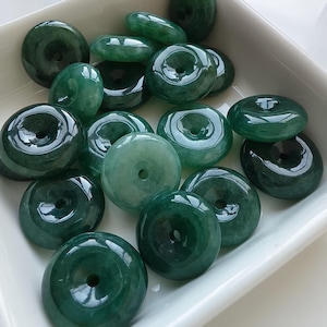 DDP | 5pcs Natural Grade A Burma Jade Safety Buckle Pendant,Donut & Ring Pendant,Green Jade,Natural Gemstone,DIY Jewelry Supplies