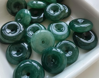 DDP | 5pcs Natural Grade A Burma Jade Safety Buckle Pendant,Donut & Ring Pendant,Green Jade,Natural Gemstone,DIY Jewelry Supplies