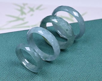Natural Type A Untreated Icy Waxy Diamond Faceted Cut Blue Guatemalan Jadeite Rings,Blue Jade Loose Round Ring Pendants,DIY Jewelry Supplies