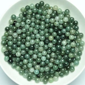 Grade A Natural Green Jade Round Beads, Genuine Jade,Real Jade, Burma jadeite,Burma Jade Beads,Gemstone Loose Beads,DIY jewelry supplies image 1