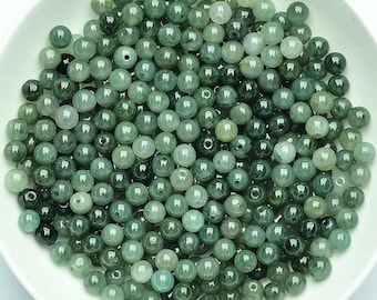We Pay Tariff - Type A Untreated Natural Dark Green Jadeite Round Beads,Real Burma jadeite,Burmese Jadeite Loose Beads,DIY jewelry supplies