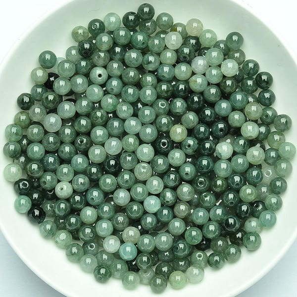 Grade A Natural Green Jade Round Beads, Genuine Jade,Real Jade, Burma jadeite,Burma Jade Beads,Gemstone Loose Beads,DIY jewelry supplies