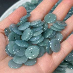 2pcs Natural Type A Icy Blue Watery Guatemalan Jadeite Safety Buckle Amulet Pendants,Icy Clear Blue Jade Loose Pendants,Donuts And Rings,DIY