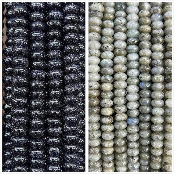 Natural Loose Gemstone Rondelle Beads Spacer Beads Semi Precious Genuine Blue Sandstone Blue Glitter Stone Labradorite Beads Flash Beads