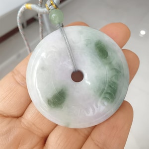 Unique Natural Type A Untreated Round Floral Engraved Moss In Snow Burmese Jadeite Pendant,Safety Buckle Jade Loose Pendant,Jewelry Supplies