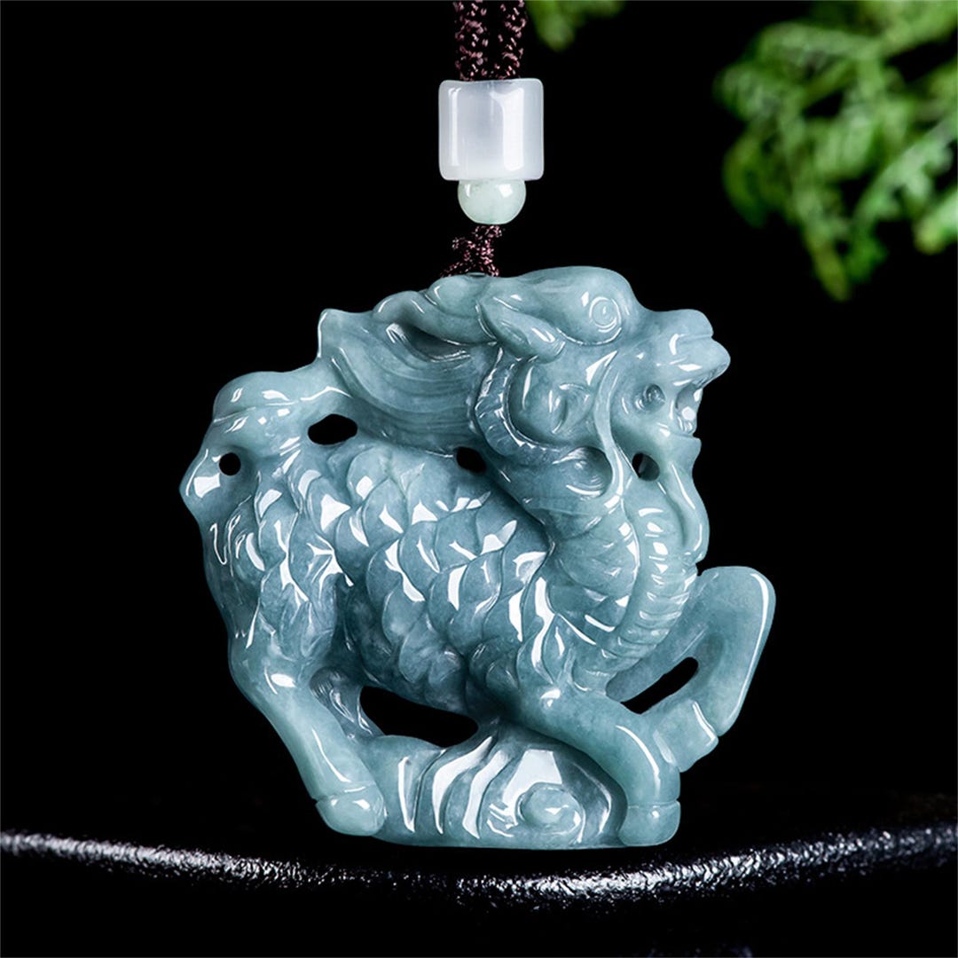 Natural Type A Untreated Blue Watery Guatemalan Jadeite Kirin Beast 麒麟 ...