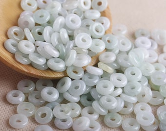 10pcs Big Hole Natural Type A Untreated Burmese Jadeite Donut Beads,Ring Beads,Multi Colors,Natural Gemstone,Rondelle Beads,Jewelry Supplies