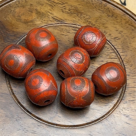 Buy DDP | 10pc Tibetan Old Three Eyes Dzi Beads,ancient Antique