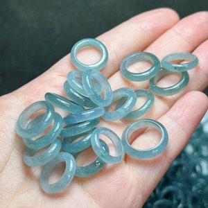 5pcs Natural Type A Untreated Blue Icy Watery Guatemalan Jade Ring Pendants,Ring Beads,Blue Jade Loose Beads,Guatemala Jadeite,DIY Jewelry
