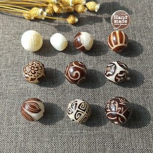 5 Stück Bodhi Samen Perlen, Bodhi Samen Mala, Lotus Perlen, Elfenbein Perle, handgeschnitzte Blumen Perlen, weiße Bodhi Jade Samen, Gebetskette, Schmuckzubehör