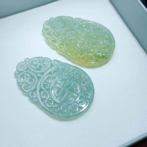 Natural Type A Icy Blue Watery Guatemala Jadeite Amulet Floral Filigree Pendant,Icy Translucent Blue Jade Pendant,DIY Jewelry Supplies