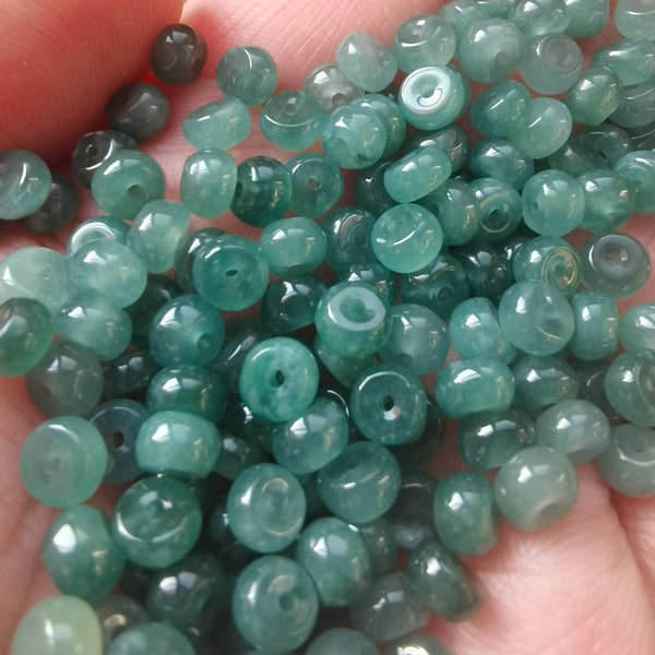 20pcs 5mm Natural Type A Untreated Blue Watery Guatemalan Jadeite Rondelle Coin Spacer Beads,Blue Jadeite Loose Beads,Guatemalan Jadeite