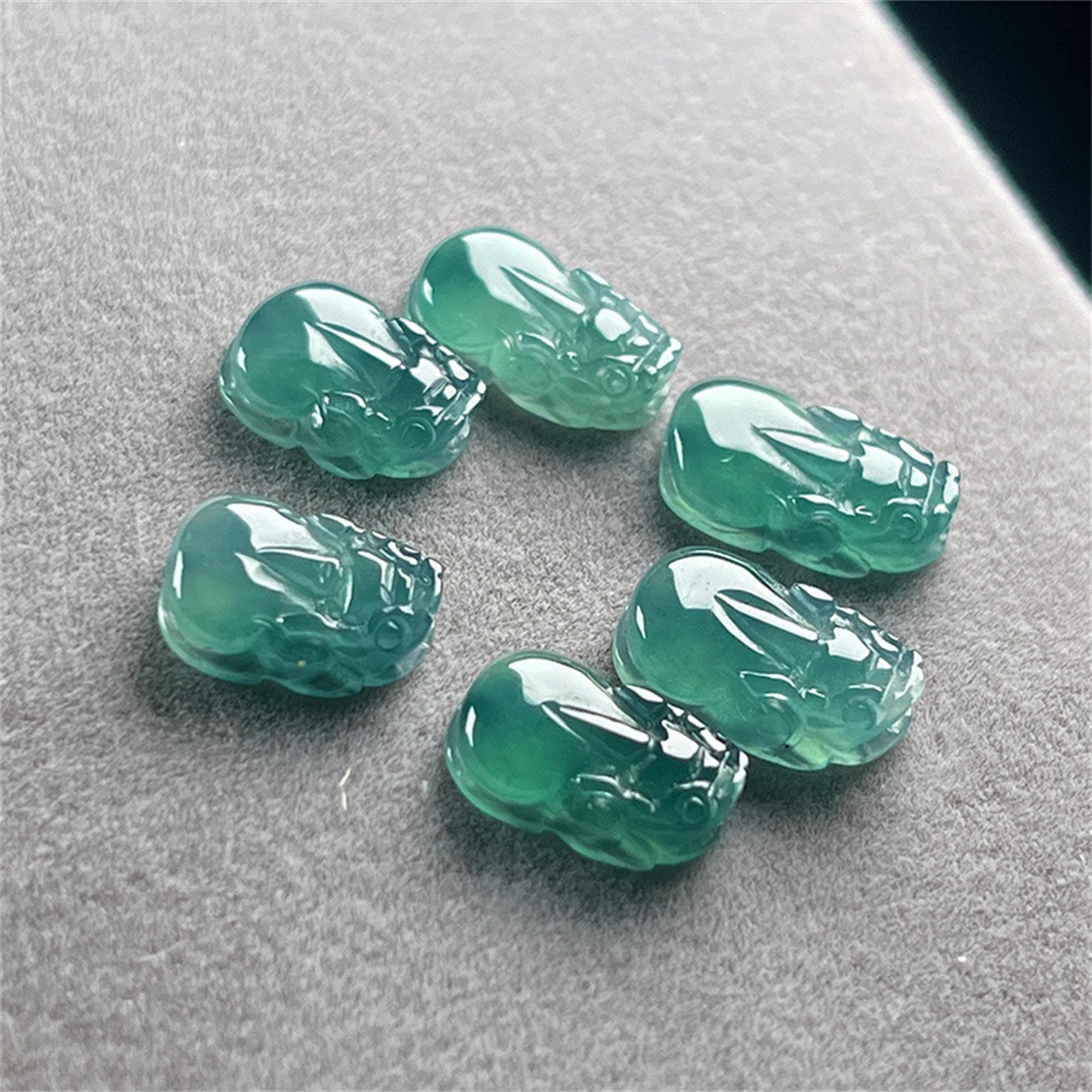 Natural Type A Untreated Icy Blue Guatemalan Jadeite Pixiu Beads Pendants Means Good Luck and Wealth,Pixiu Amulet Beads,DIY Jewelry Supplies