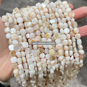 2 Strands Natural White Shell Nugget Beads,Nugget and Chips,Mother of Pearl,Fresh Water Shell,Natural Gemstone,Loose Beads,Jewelry Supplies