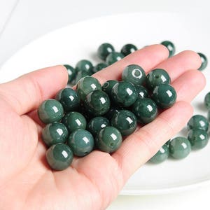 Grade A Natural Green Jade Round Beads, Genuine Jade,Real Jade, Burma jadeite,Burma Jade Beads,Gemstone Loose Beads,DIY jewelry supplies image 10