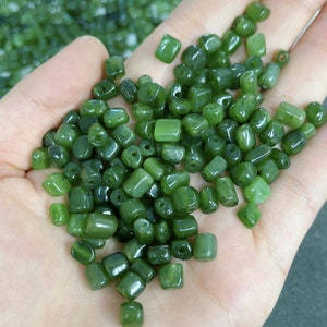 10pcs Natural Dark Green Genuine Precious Nephrite Jade Irregular Nugget beads,Green Jade Beads,For Jewelry Making,DIY Jewelry Supplies